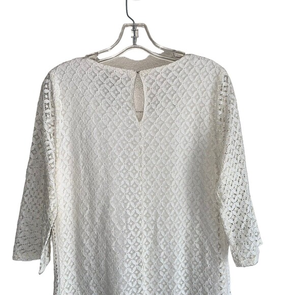 Skies Are Blue Ivory Laced Dress M Embroidered Sheer Sleeves Womens - Picture 6 of 13